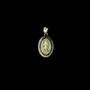 Real 10K Yellow Gold Diamond Cut Saint Christopher Pendant